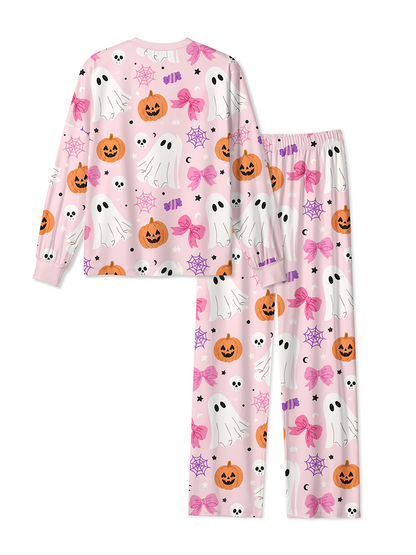 Vintage Coquette Pink Bow Ghost Pumpkin Halloween Mixed Pajamas