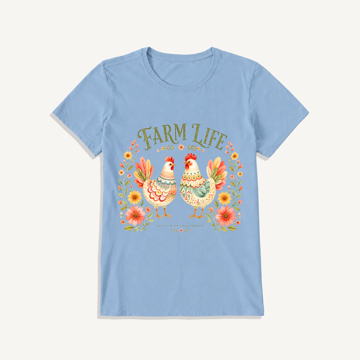 Cozy Farm Life Print Crew Neck Cotton Tee