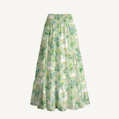 Country Duck & Bloom Print Convertible Maxi Skirt & Strapless Dress