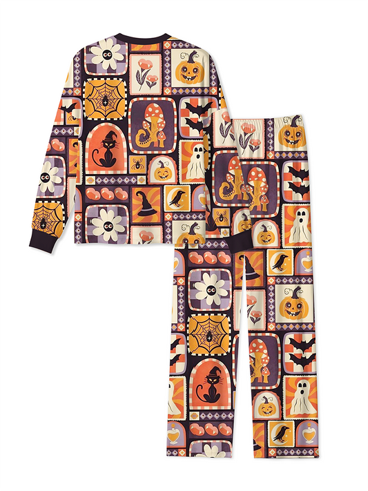 Vintage Stamp Dark Halloween Mixed Pajamas