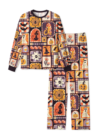 Vintage Stamp Dark Halloween Mixed Pajamas
