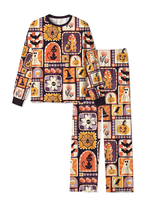 Vintage Stamp Dark Halloween Mixed Pajamas