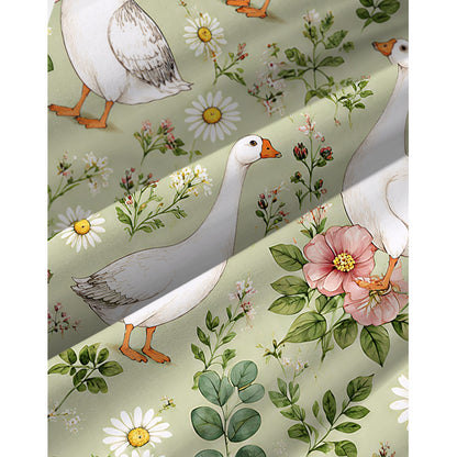 Pastoral Goose Garden Print Spaghetti Strap Mini Dress