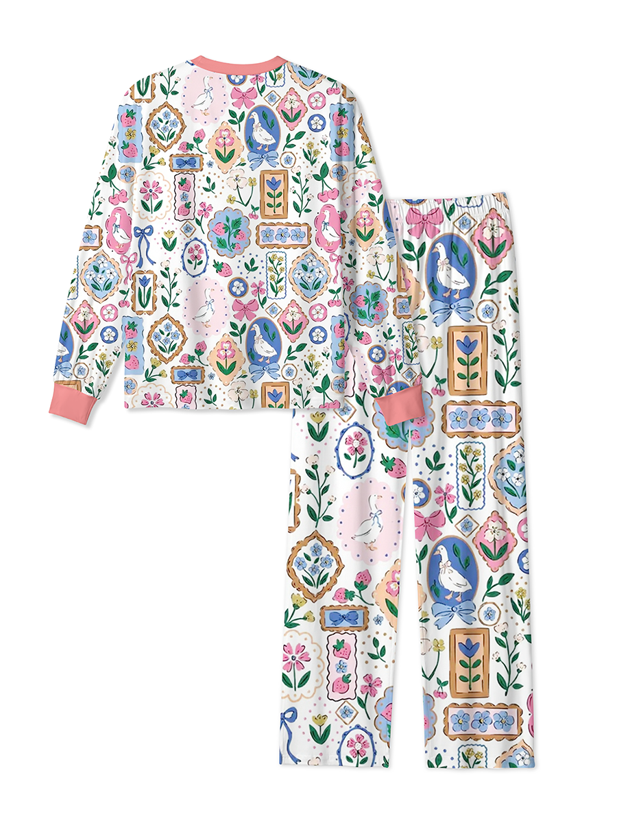 Vintage Coquette Ornate Frame Cute Ghost Mixed Pajamas