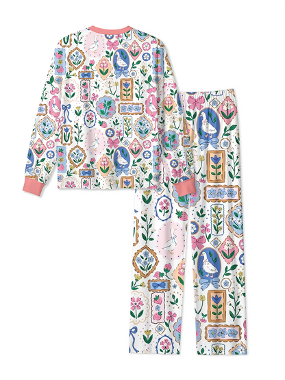 Vintage Coquette Ornate Frame Cute Ghost Mixed Pajamas