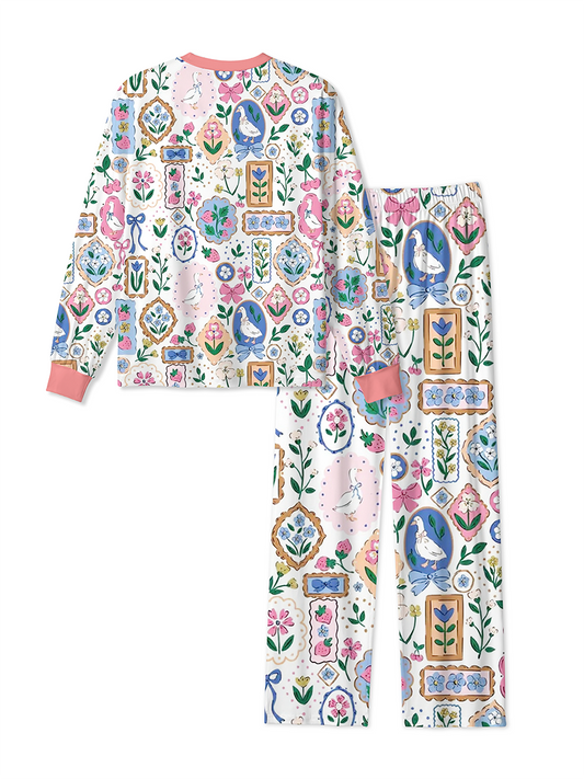 Vintage Coquette Ornate Frame Cute Ghost Mixed Pajamas