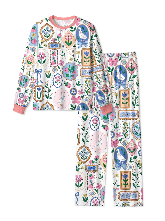 Vintage Coquette Ornate Frame Cute Ghost Mixed Pajamas