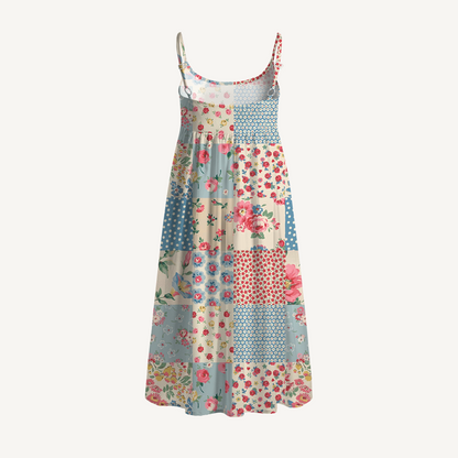 Pastel Patc Spaghetti Strap Mini Dress
