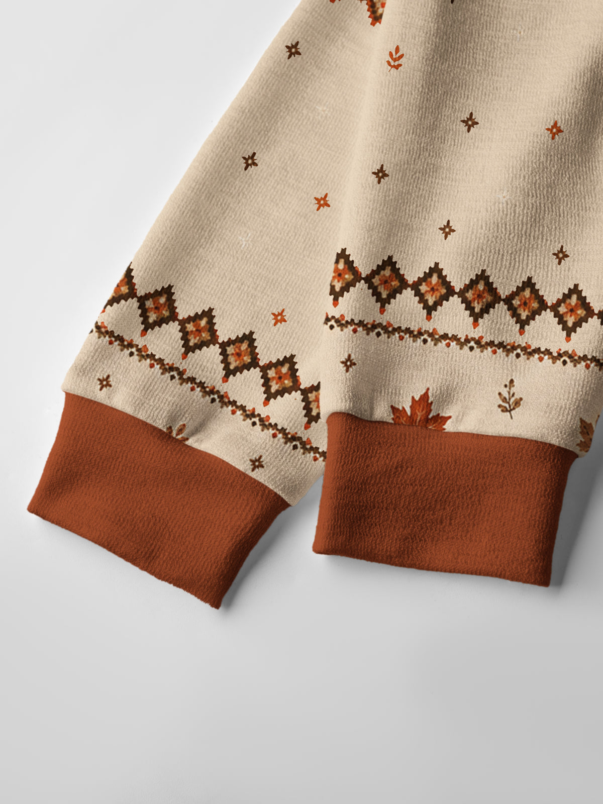 Lightweight Crew Neck Long‑Sleeve Cropped Woodland Pumpkin Harvest Print Fine‑Knit Cardigan