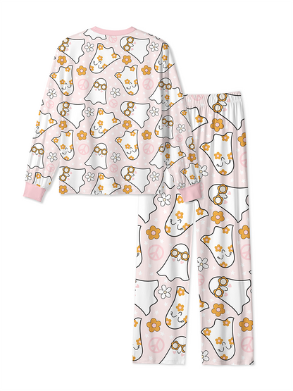 Vintage Groovy Flower Ghost Peace Symbol Mixed Pajamas