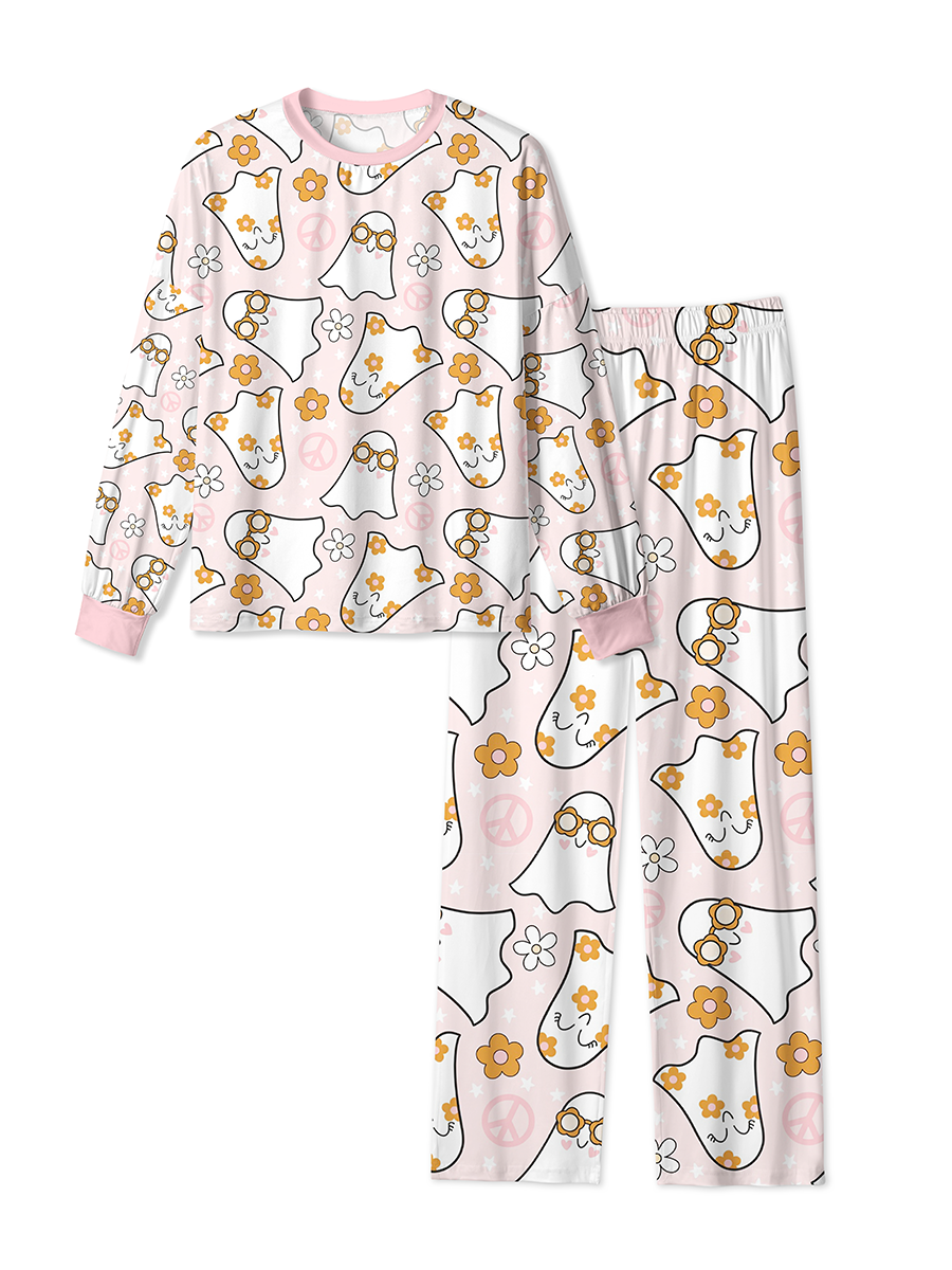 Vintage Groovy Flower Ghost Peace Symbol Mixed Pajamas
