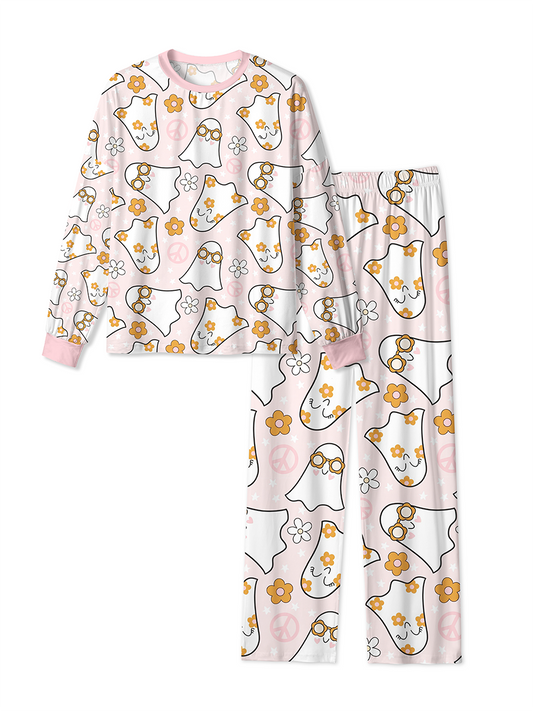 Vintage Groovy Flower Ghost Peace Symbol Mixed Pajamas