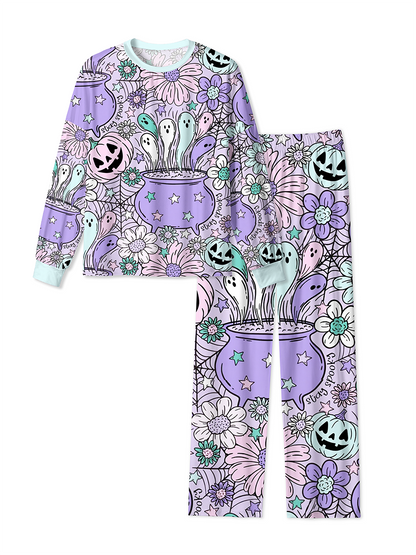 Vintage Pastel Witch Cauldron Ghost Halloween Mixed Pajamas