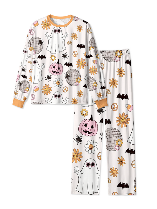 Vintage Retro Groovy Ghost Peace Sign Mixed Pajamas