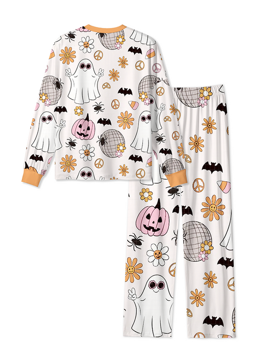 Vintage Retro Groovy Ghost Peace Sign Mixed Pajamas