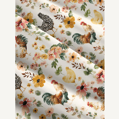 Watercolor Chicken Floral Print Wide Straps Maxi Dress With Pockets