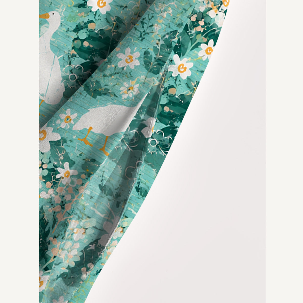 Farmhouse Ducks Print Wide Straps Maxi Dress With Pockets