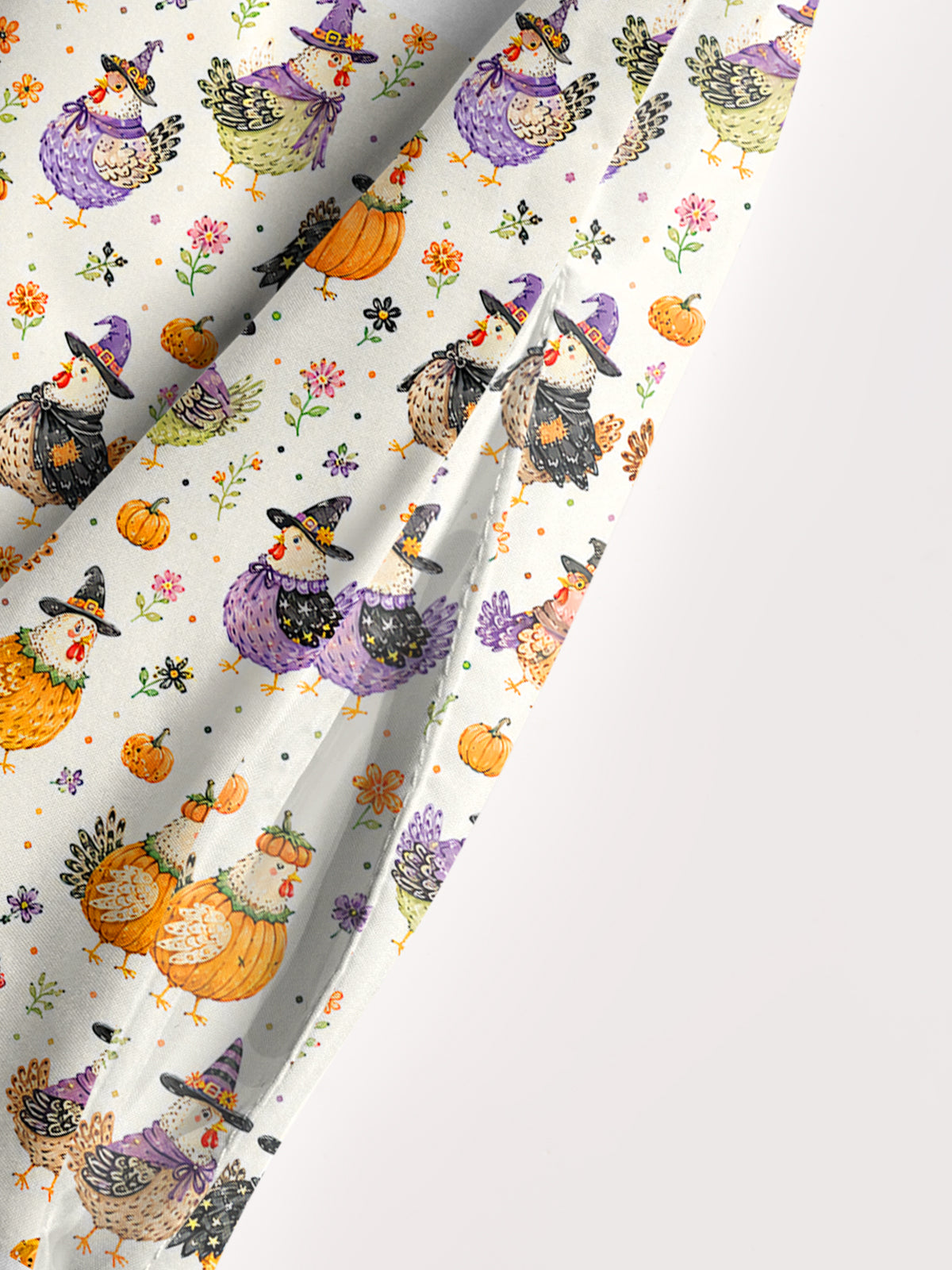 Cute Whimsical Chicken Colorful Print Wide Straps Maxi Dress With Pockets