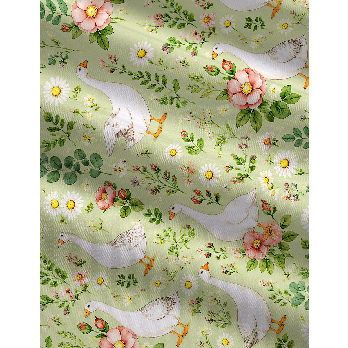 Pastoral Goose Garden Print Jumpsuit with Pockets for Women
