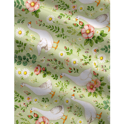 Pastoral Goose Garden Print Jumpsuit with Pockets for Women