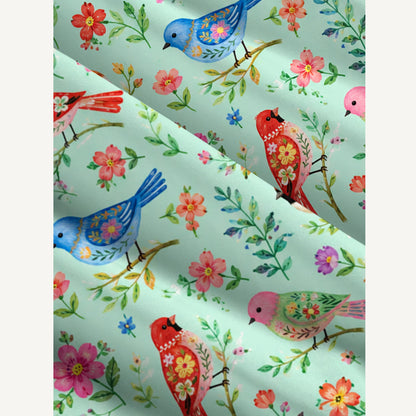 Colorful Songbird Garden Print Wide Straps Maxi Dress With Pockets