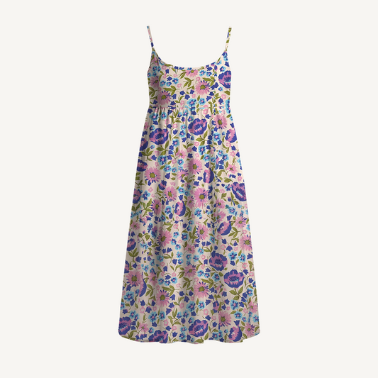 Lavender Bloom Spaghetti Strap Mini Dress
