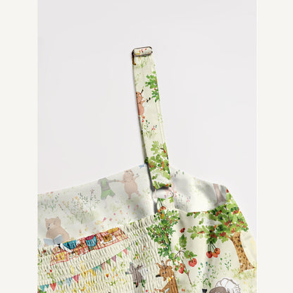 Animals Garden Party Print Wide Straps Maxi Dress With Pockets