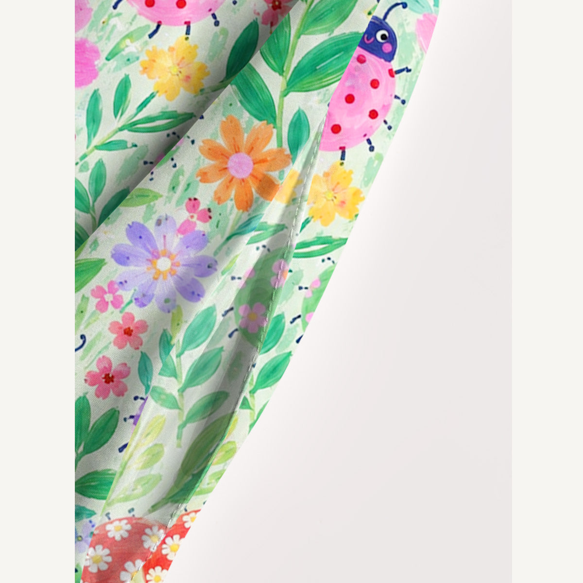 Happy Ladybug Floral Print Wide Straps Maxi Dress With Pockets