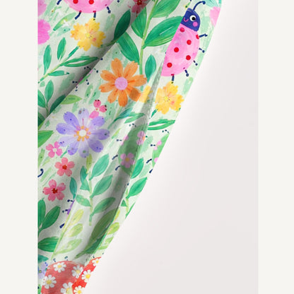 Happy Ladybug Floral Print Wide Straps Maxi Dress With Pockets