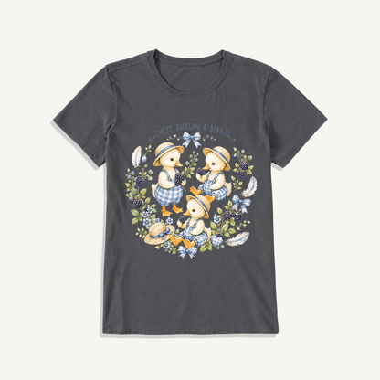 Sweet Berry Ducklings Print Crew Neck Cotton Tee