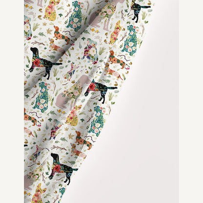 Flower Dog Print Wide Straps Maxi Dress With Pockets