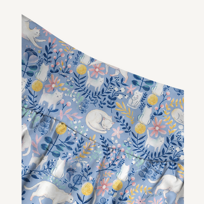 Blue Leaf Cat Print Convertible Maxi Skirt & Strapless Dress