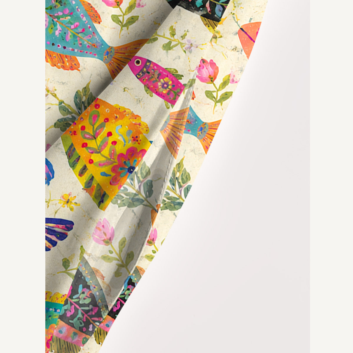 Boho Colorful Fish Print Wide Straps Maxi Dress With Pockets