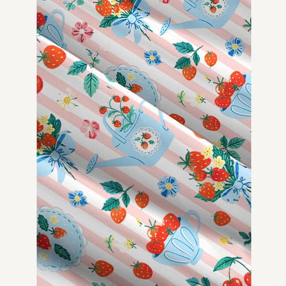 Strawberry Cup Garden Print Wide Straps Maxi Dress With Pockets
