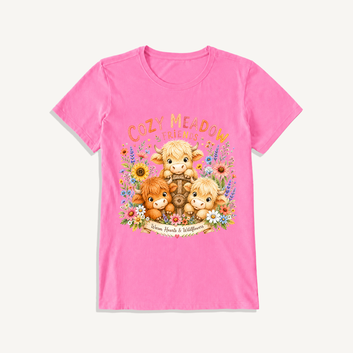 Cozy Meadow Coop Print Crew Neck Cotton Tee