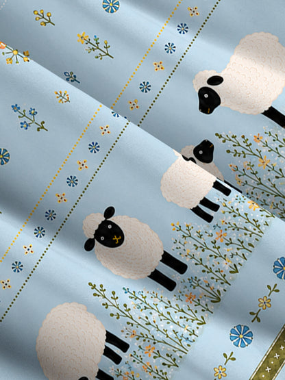 Blue Meadow Sheep Print Wide Straps Maxi Dress With Pockets