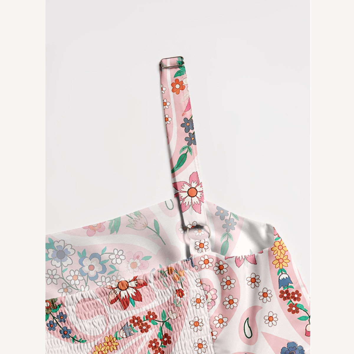 Floral Paisley Print Wide Straps Maxi Dress With Pockets