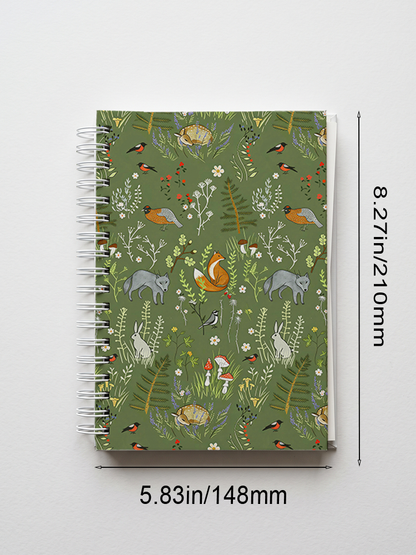 Whimsical Woodland Animals Print A5 Spiral Notebook