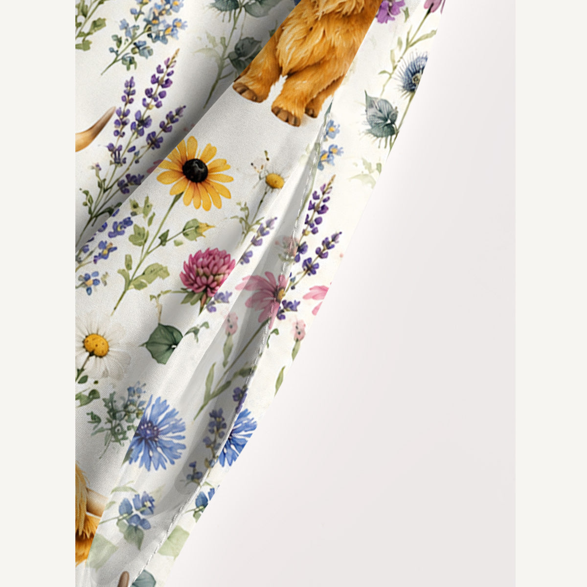 Farm Animal Boho Highland Cow Print Wide Straps Maxi Dress With Pockets