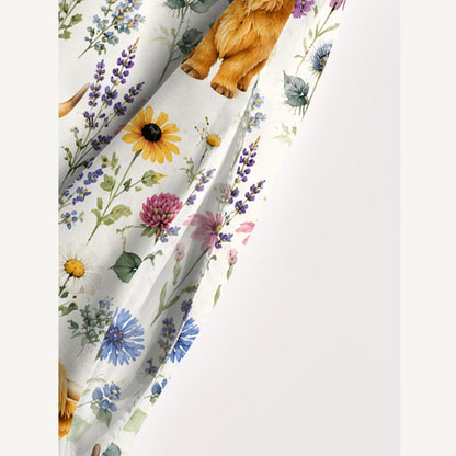 Farm Animal Boho Highland Cow Print Wide Straps Maxi Dress With Pockets