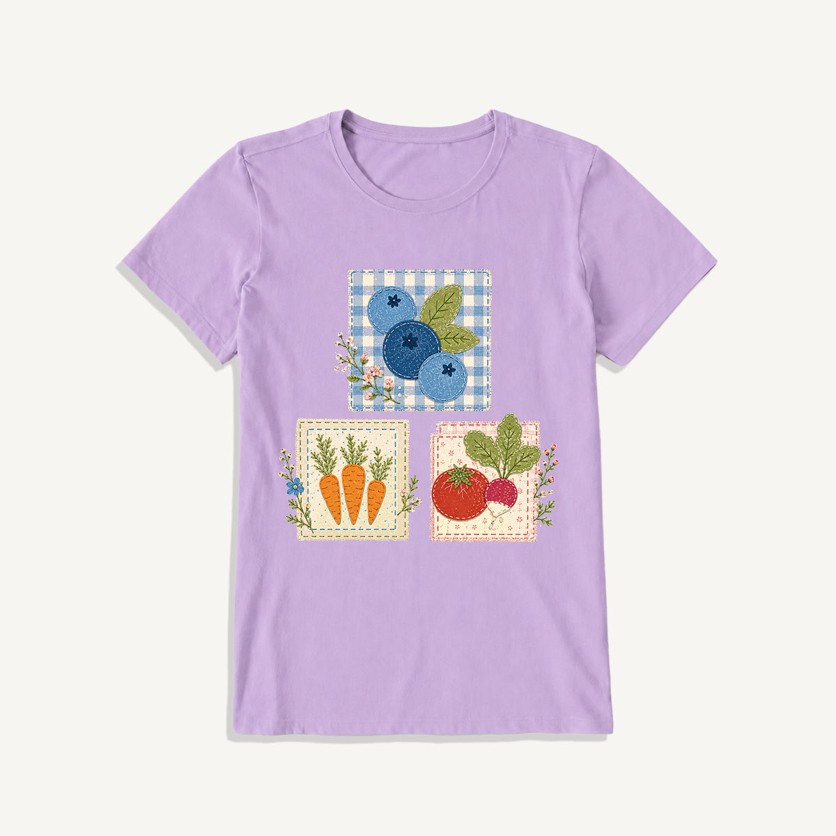 Cottage Garden Harvest Print Crew Neck Cotton Tee