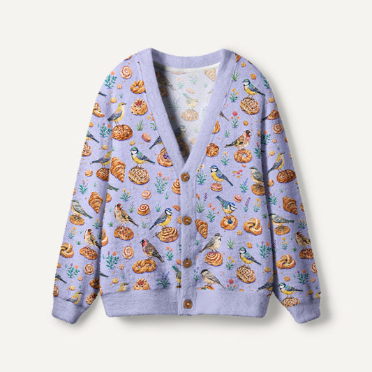 Pigeon Pastry Party Print Ugly Cardigan Sweaters