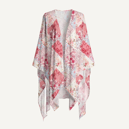 Shabby Chic Floral Patchwork Print Kimono Wrap