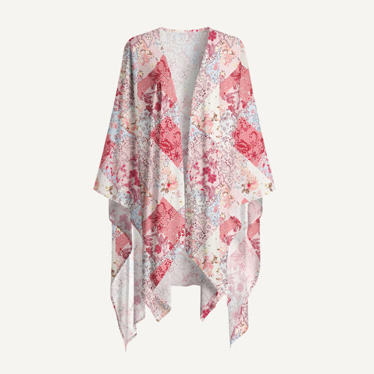 Shabby Chic Floral Patchwork Print Kimono Wrap