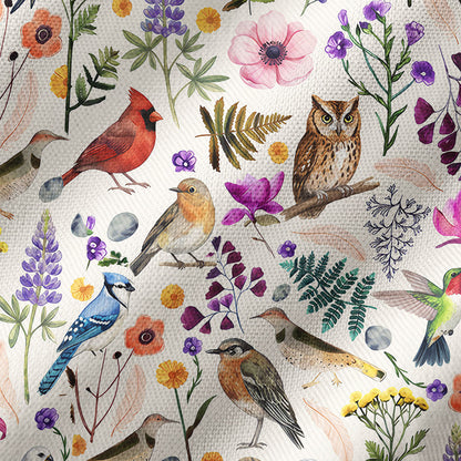 Whimsical Woodland Birds Wildflowers Print Kimono Wrap