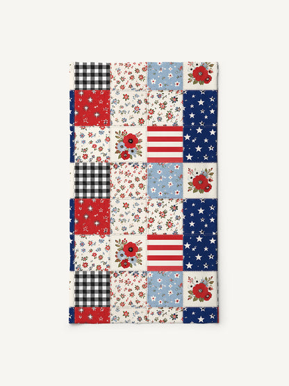 Flower Americana Patchwork Print Boho Bandeau Headband