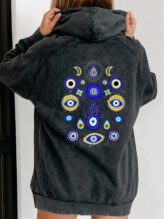 Plus Size Evil Eye Washed Hoodie