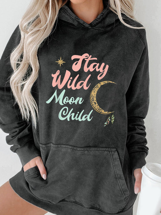 Plus Size Stay Wild Moon Child Washed Hoodie