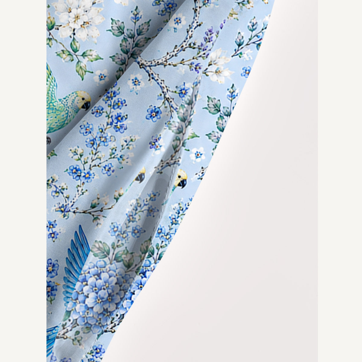 Elegant Parrots in Bloom Pattern Print Wide Straps Maxi Dress With Pockets