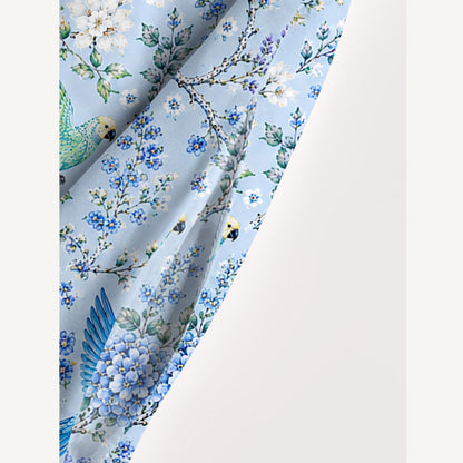 Elegant Parrots in Bloom Pattern Print Wide Straps Maxi Dress With Pockets